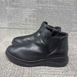Naturalizer Black Leather Chelsea Ankle Boots Comfort Wedge Zip booties Womens 8